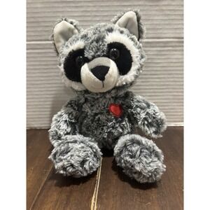 Walmart 9" Raccoon Valentines Plush Stuffed Animal Heart Red Heart